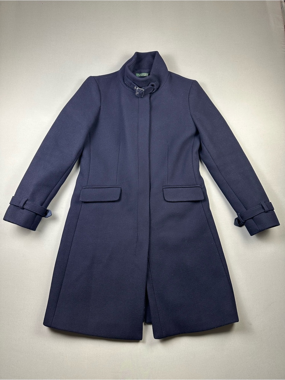 Lauren Ralph Lauren Wool-Blend Pea Coat, Stand Neck w/ Buckle - Womens 2